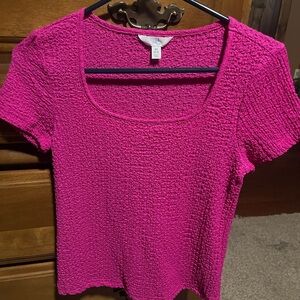 Time and Tru Fuchsia Textured Crop Top